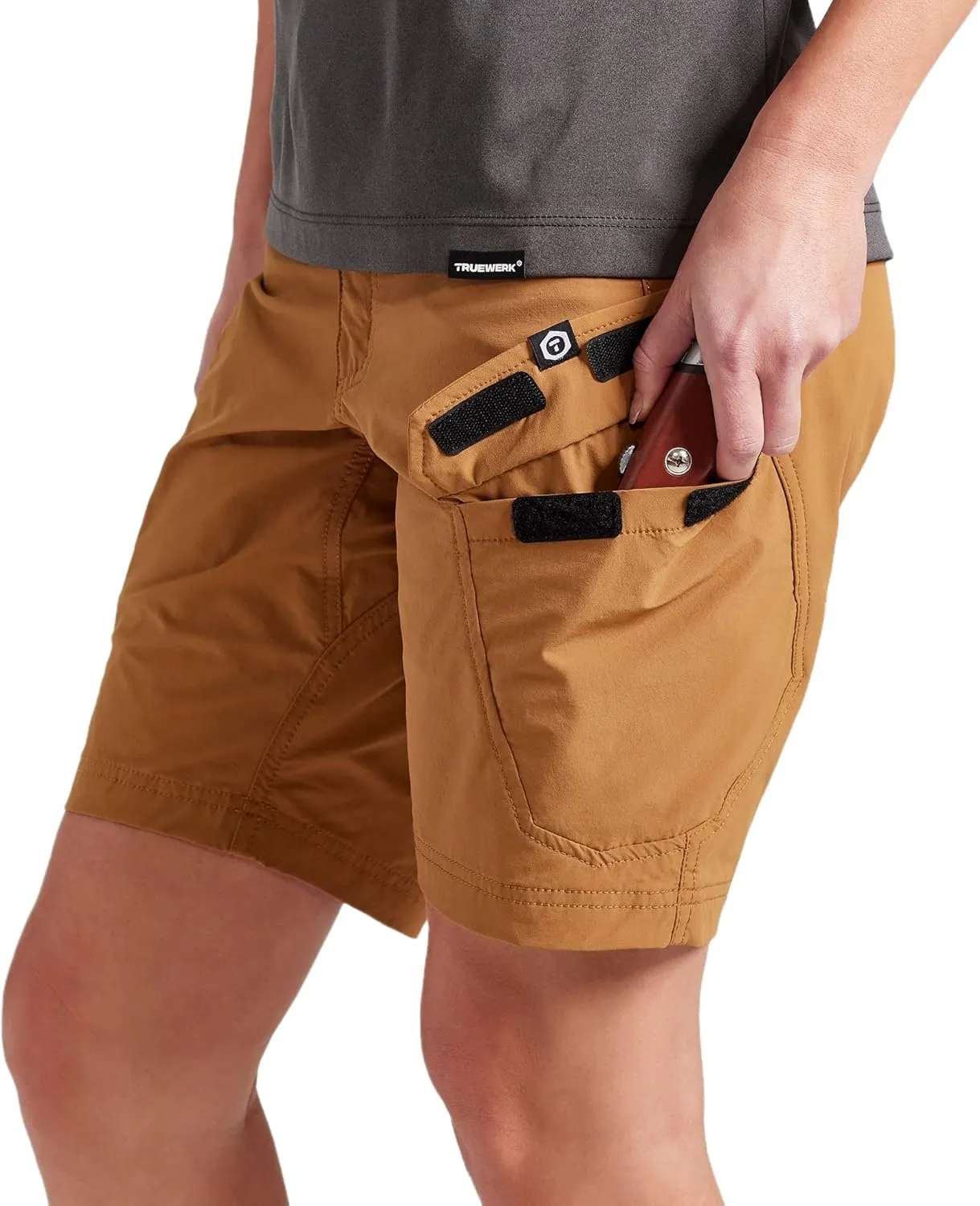 TRUEWERK Womens Workwear Shorts - T1 WerkShorts - Relaxed Fit, Lightweight, Moisture Wicking, Shorts with 4-Way Stretch