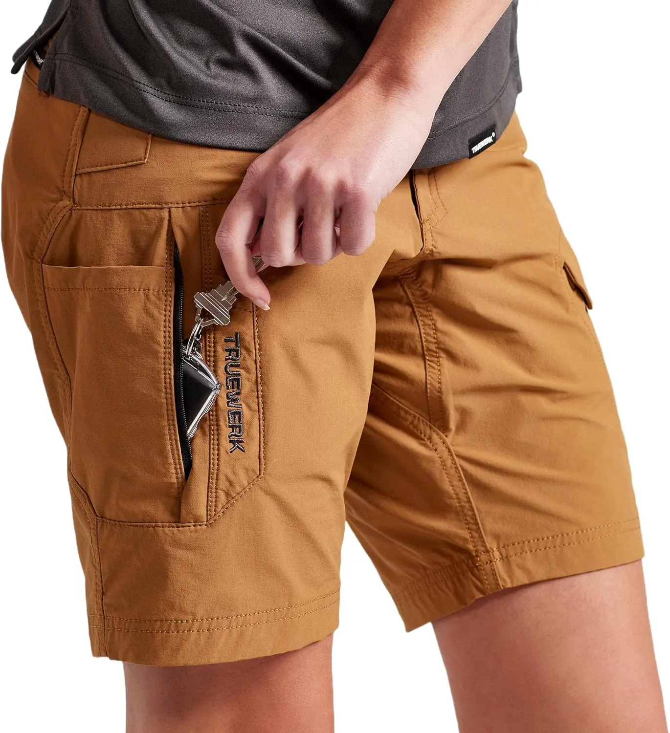 TRUEWERK Womens Workwear Shorts - T1 WerkShorts - Relaxed Fit, Lightweight, Moisture Wicking, Shorts with 4-Way Stretch