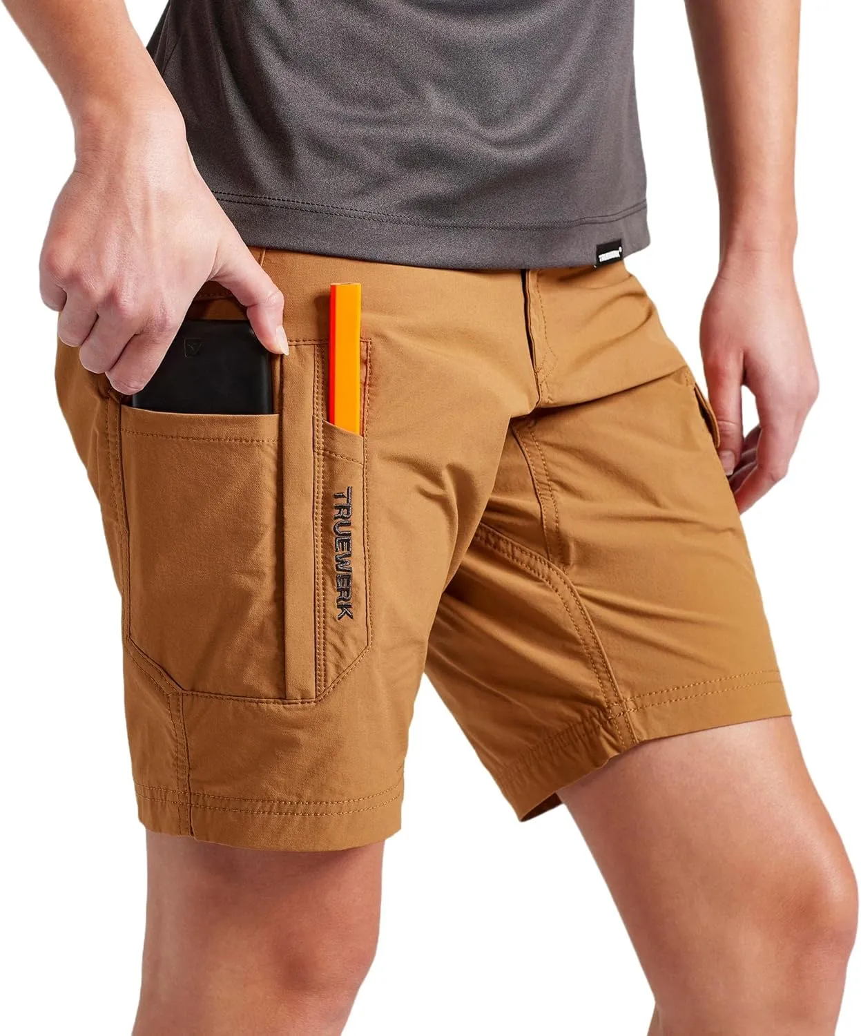 TRUEWERK Womens Workwear Shorts - T1 WerkShorts - Relaxed Fit, Lightweight, Moisture Wicking, Shorts with 4-Way Stretch