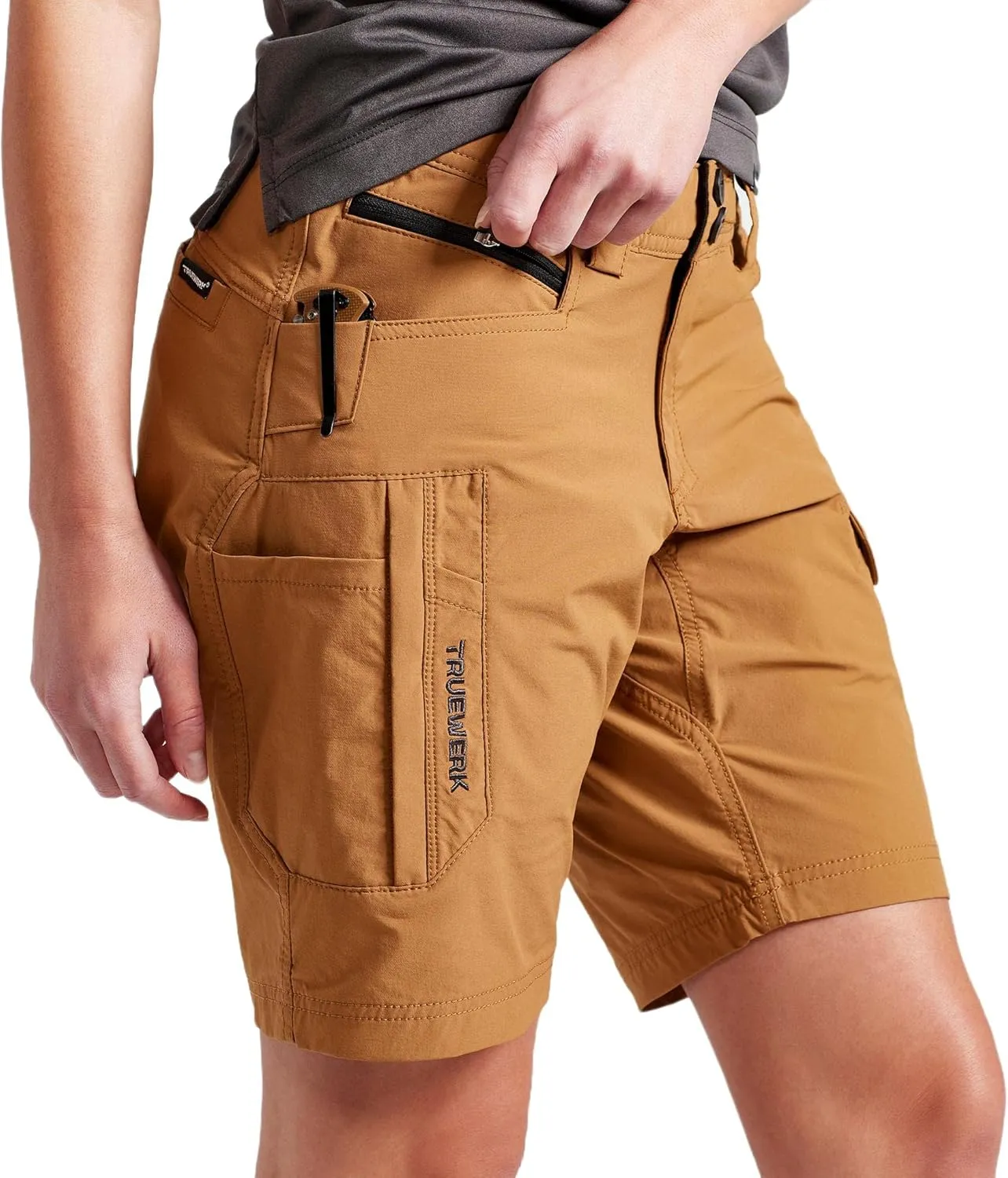 TRUEWERK Womens Workwear Shorts - T1 WerkShorts - Relaxed Fit, Lightweight, Moisture Wicking, Shorts with 4-Way Stretch