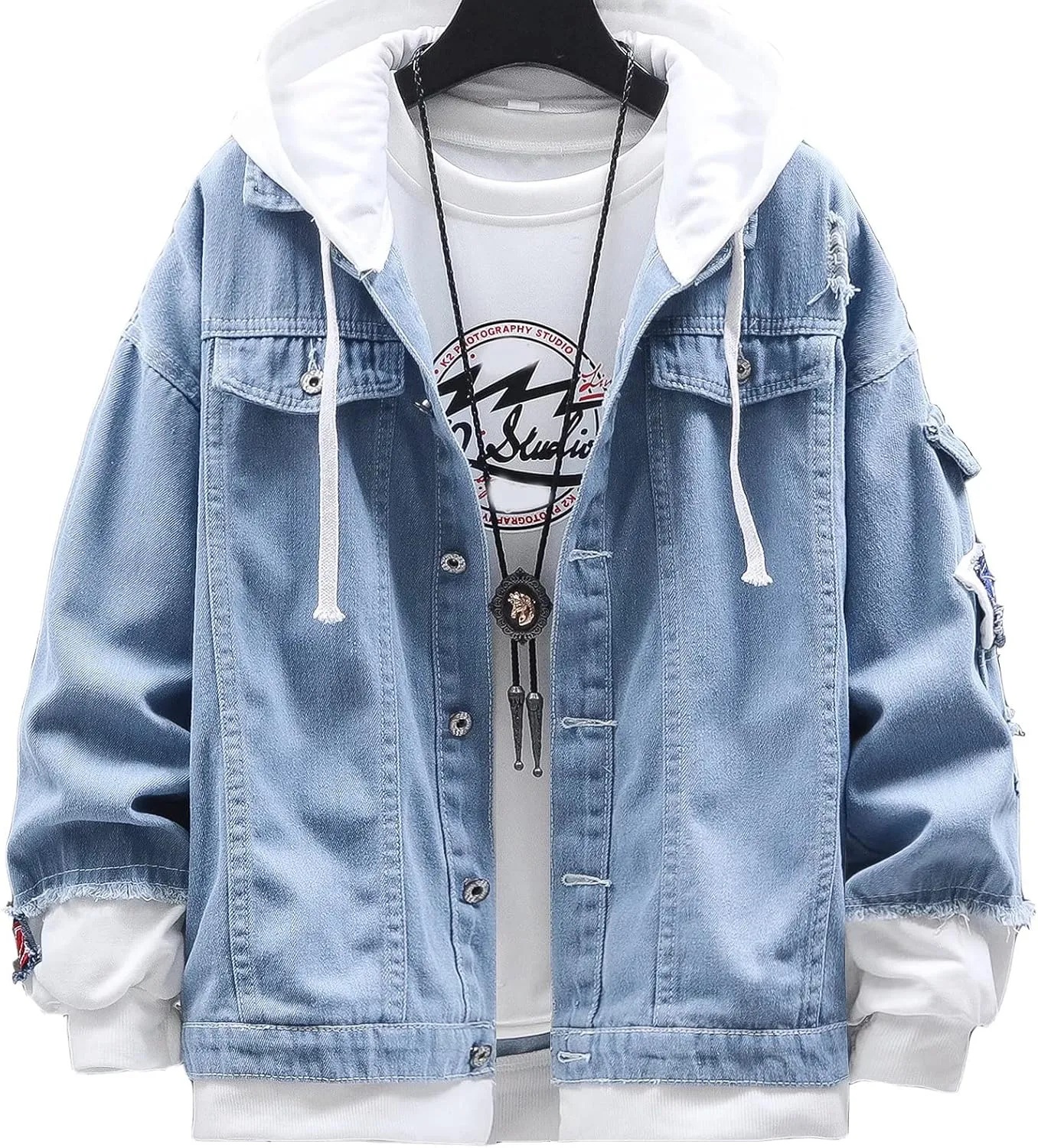 Unisex Personalized Hooded Denim Hoodie Tops Customized Gifts Add Your Own Design Outwear Custom Jeans Jackets Coat