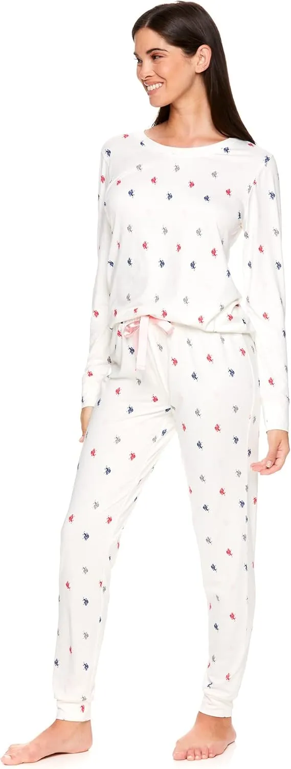 U.S. Polo Assn. Womens Pajama Sets 3-Piece with Top, Shorts, and Pants - Lounge Sets for Women