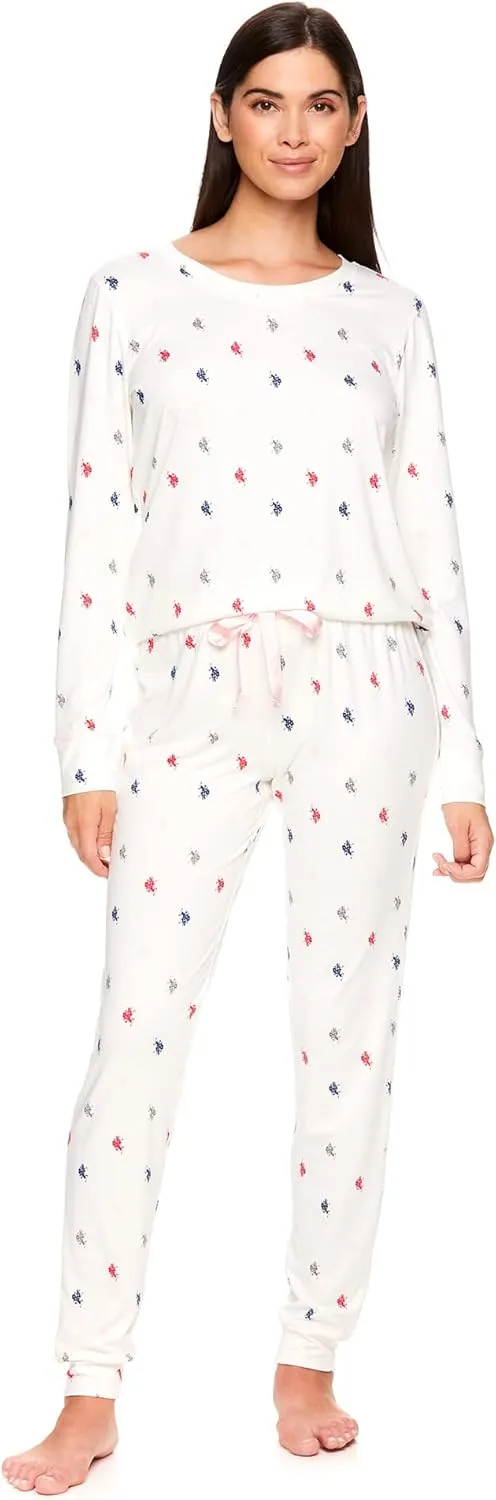 U.S. Polo Assn. Womens Pajama Sets 3-Piece with Top, Shorts, and Pants - Lounge Sets for Women