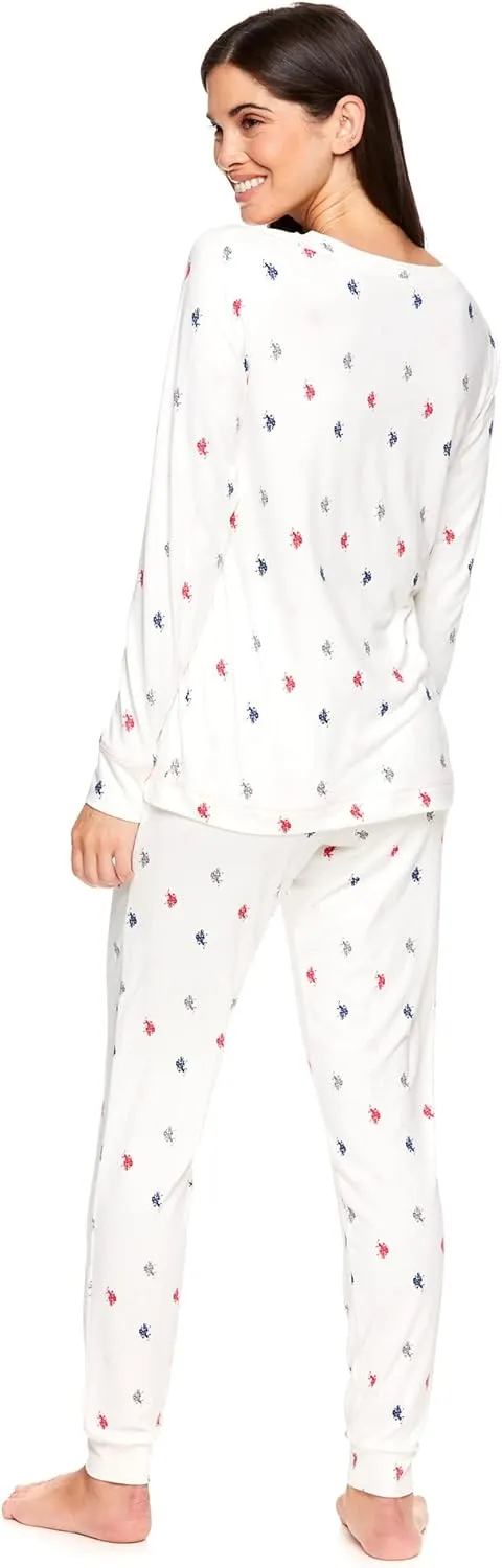 U.S. Polo Assn. Womens Pajama Sets 3-Piece with Top, Shorts, and Pants - Lounge Sets for Women