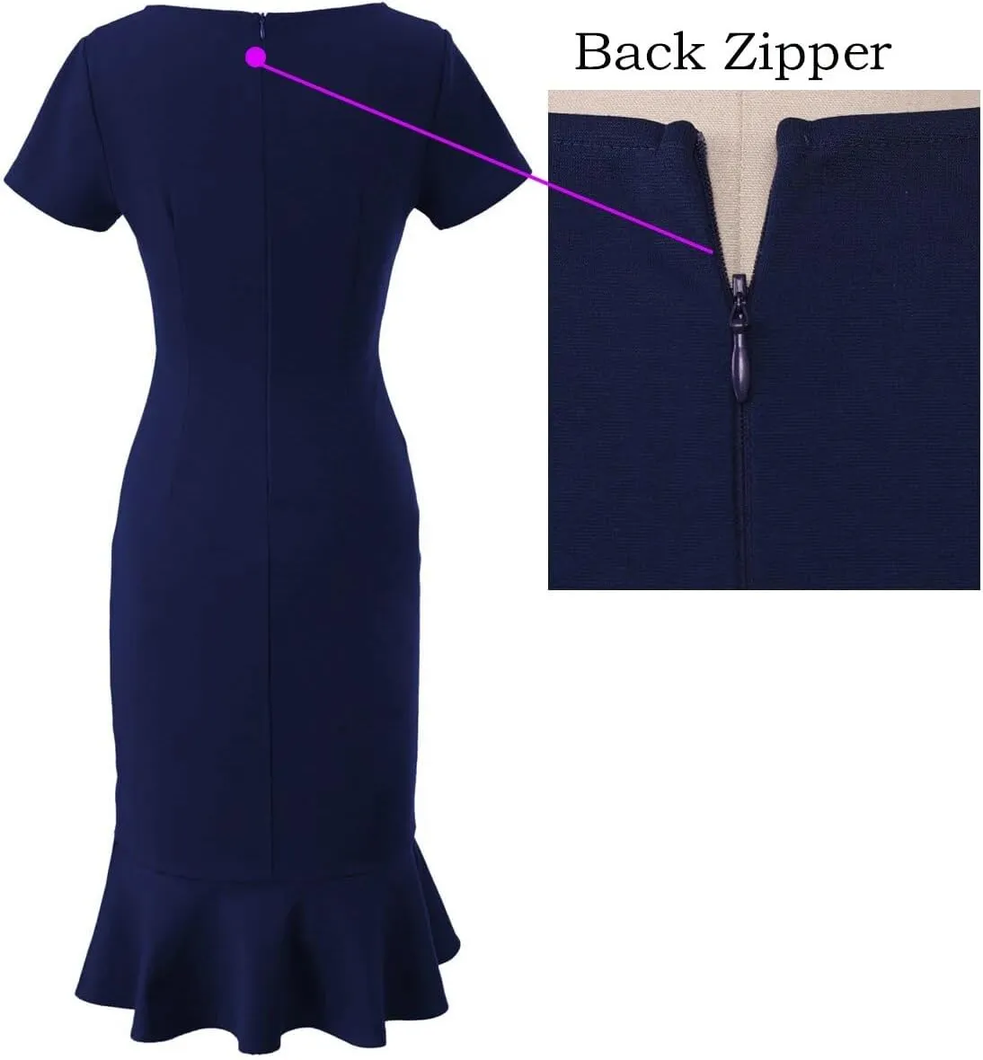 VFSHOW Womens Elegant Vintage Cocktail Party Mermaid Bodycon Midi Mid-Calf Dress
