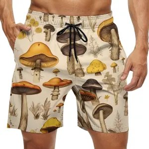 Vintage Mushroom Pattern Men's Swim Trunks Quick Dry Bathing Suit Swimming Board Shorts Beach Swimwear