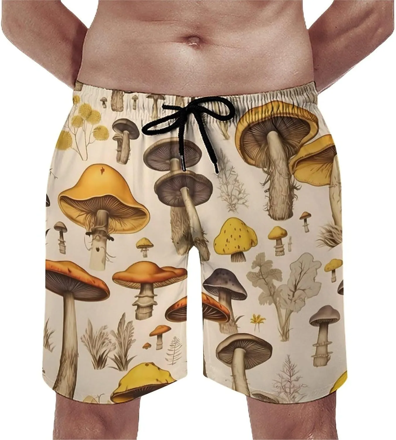 Vintage Mushroom Pattern Men's Swim Trunks Quick Dry Bathing Suit Swimming Board Shorts Beach Swimwear