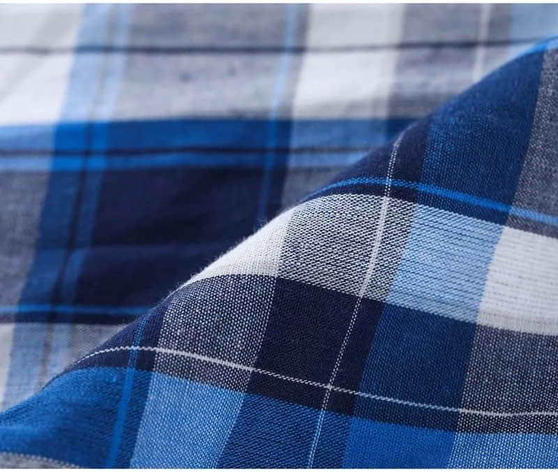 Vulcanodon 2 Pack Men's Cotton Pajama Shorts, Soft Woven Pajama Shorts for Men Plaid Pj Bottoms