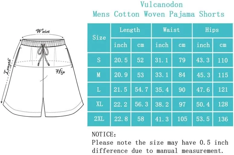 Vulcanodon 2 Pack Men's Cotton Pajama Shorts, Soft Woven Pajama Shorts for Men Plaid Pj Bottoms