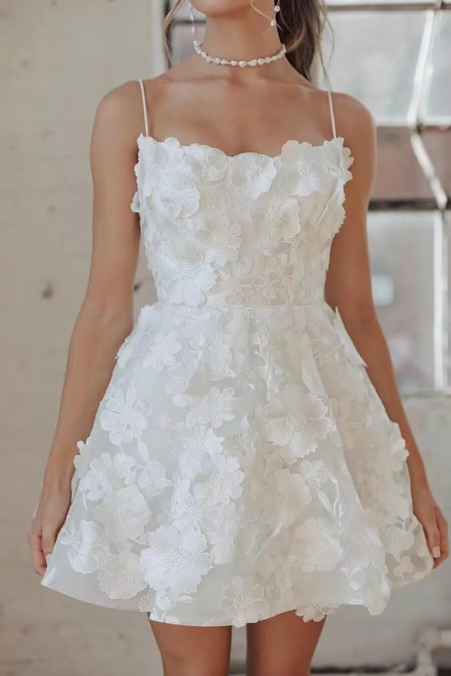 Wchecalino Short Wedding Dresses for Bride 2025 Simple Bridal Shower Dress Boho Mini Wedding Reception Gowns
