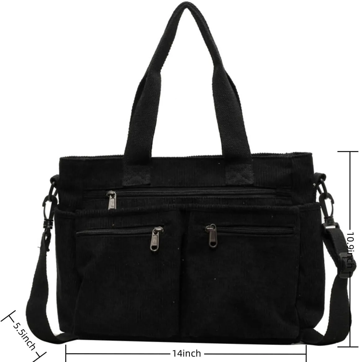 Women Corduroy Satchel Tote Bag Multi Pockets Large Capacity Totes Handbag Casual Work Meaaenger Purse,Green