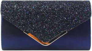 Women Envelope Clutch Bag Bling Evening Purse for Wedding Party with Detachable Chain