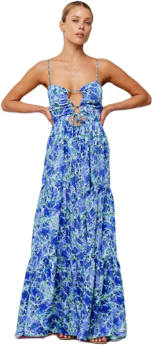 Women Floral Maxi Dresses 2025 Sleeveless Spaghetti Strap Cut Out Casual Beach Midi Long Dress