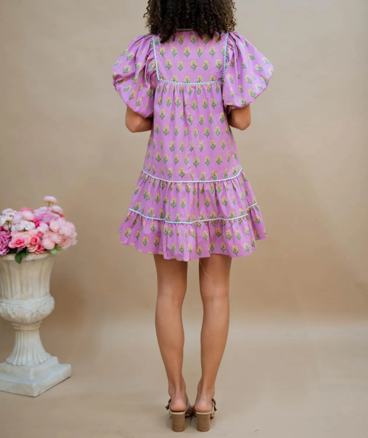 Women Y2K Ruffle Cap Sleeve Mini Dress Boho Floral V Neck Dress Y2K Flutter Short Sleeve Sundress Beach Vacation