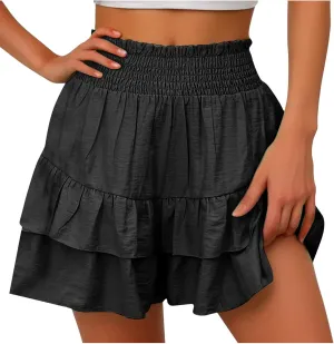 Women's Casual Shorts Dressy Summer High Waisted Layering Solid Color Skirt Shorts Fashion 2025 Comfy Soft Pants