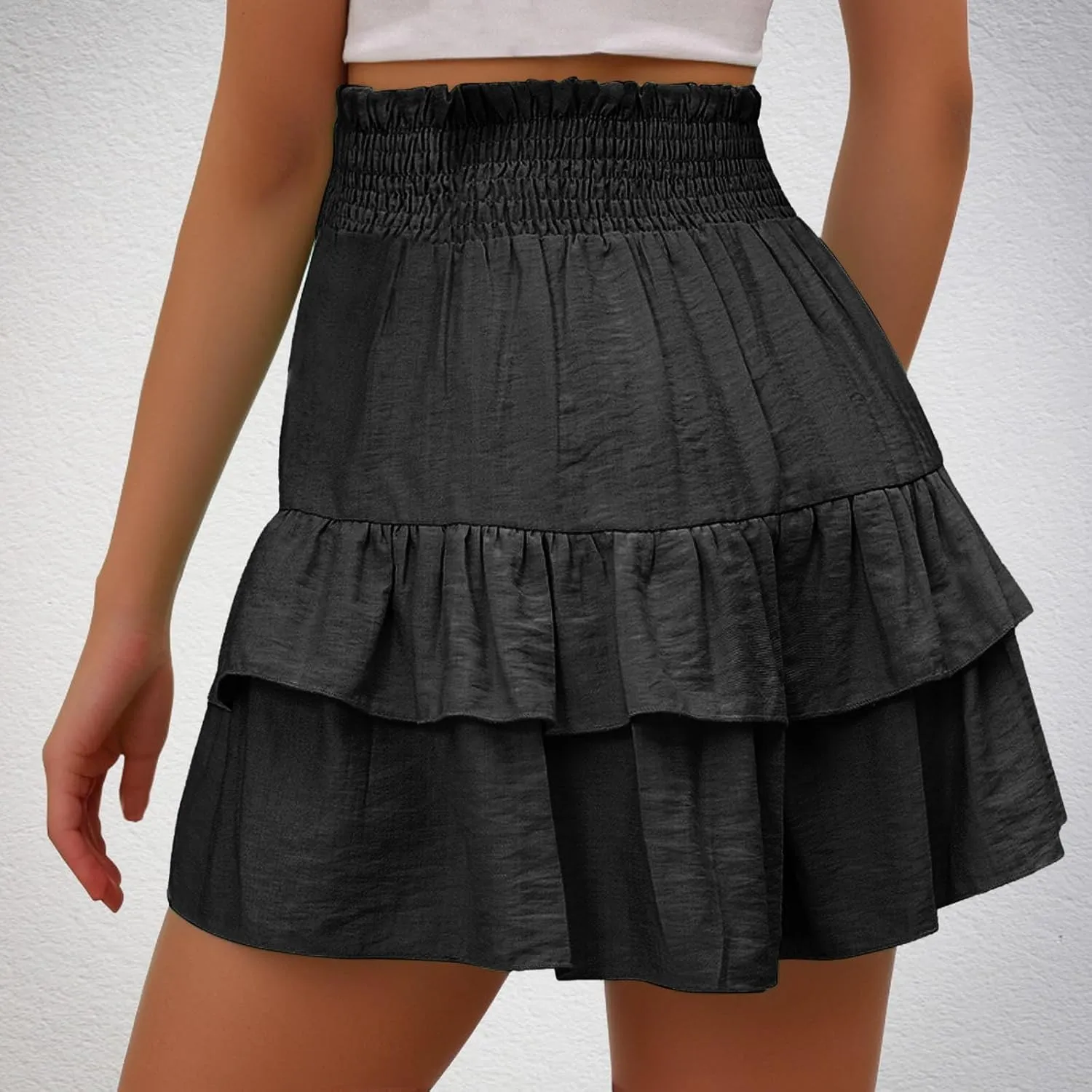 Women's Casual Shorts Dressy Summer High Waisted Layering Solid Color Skirt Shorts Fashion 2025 Comfy Soft Pants