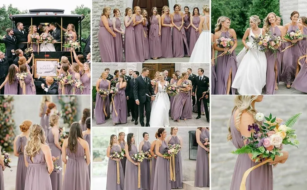 Women's Chiffon Bridesmaid Dresses for Women Halter Pleated Long A-Line Formal Party Dresses