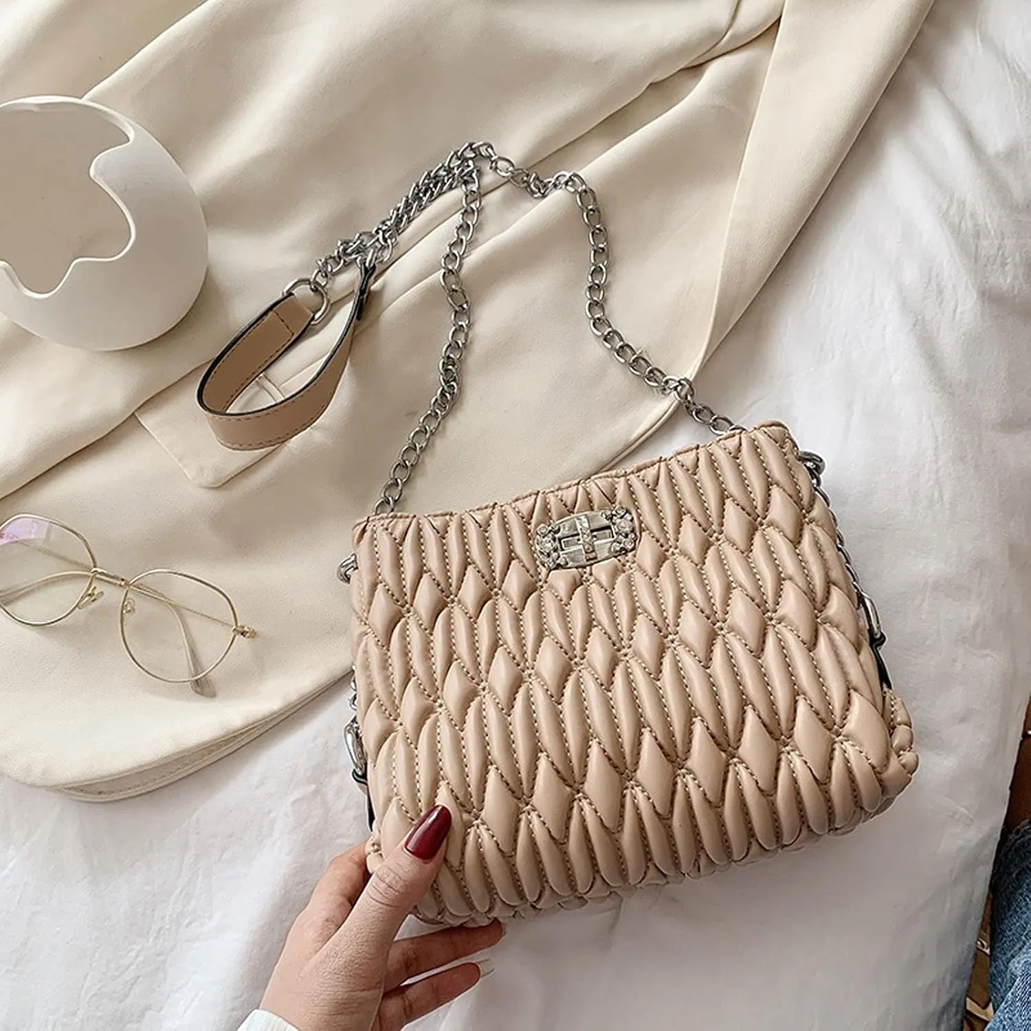Women's Crossbody Handbags PU Leather Summer Shoulder Bag Female Crossbody Bag Ladies Hasp Chains Handbag