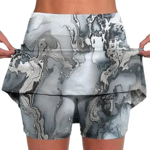 Womens Golf Skorts Skirts Tie Dye Printed High Waisted Tennis Skirt with Shorts Sports Bottoming Skirts