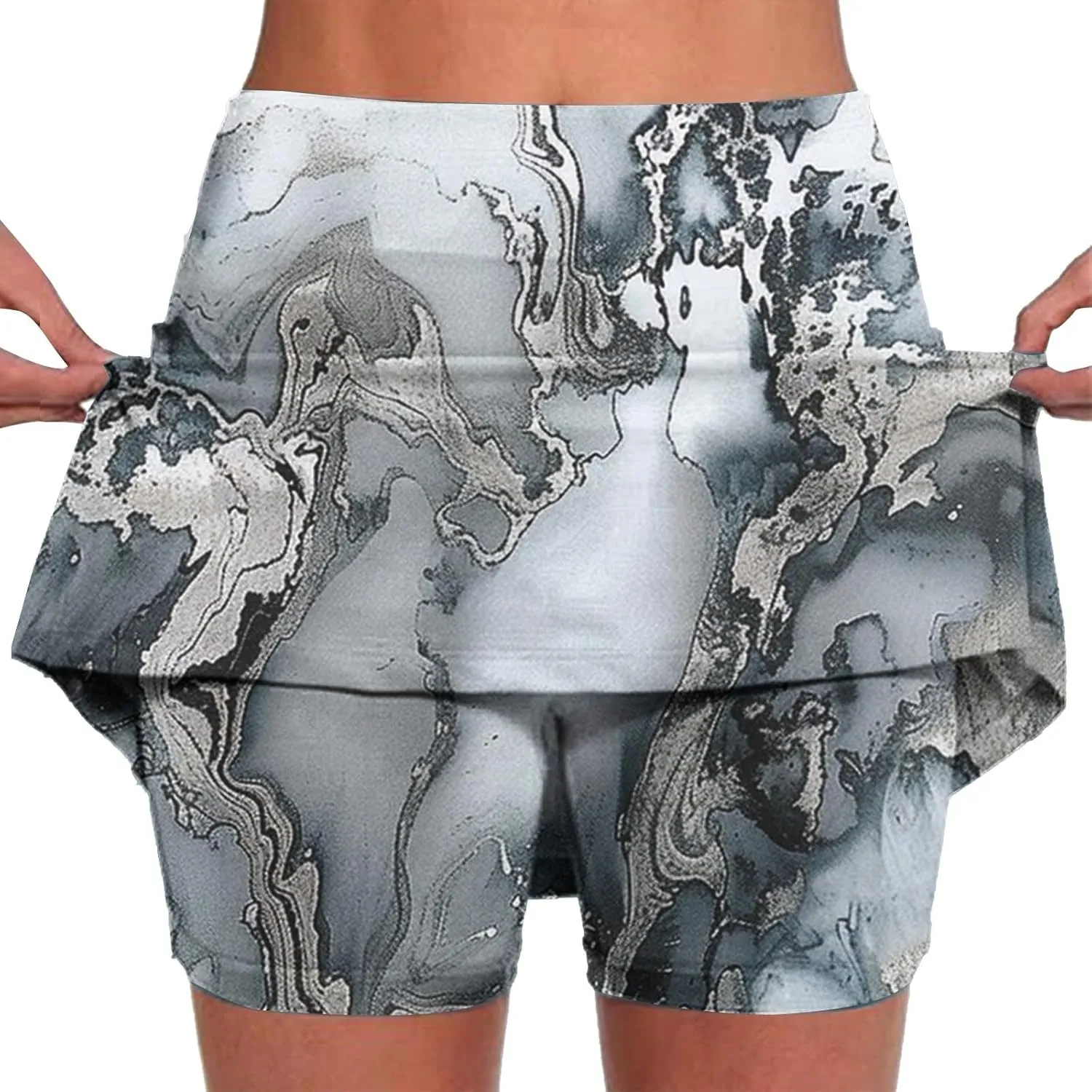 Womens Golf Skorts Skirts Tie Dye Printed High Waisted Tennis Skirt with Shorts Sports Bottoming Skirts