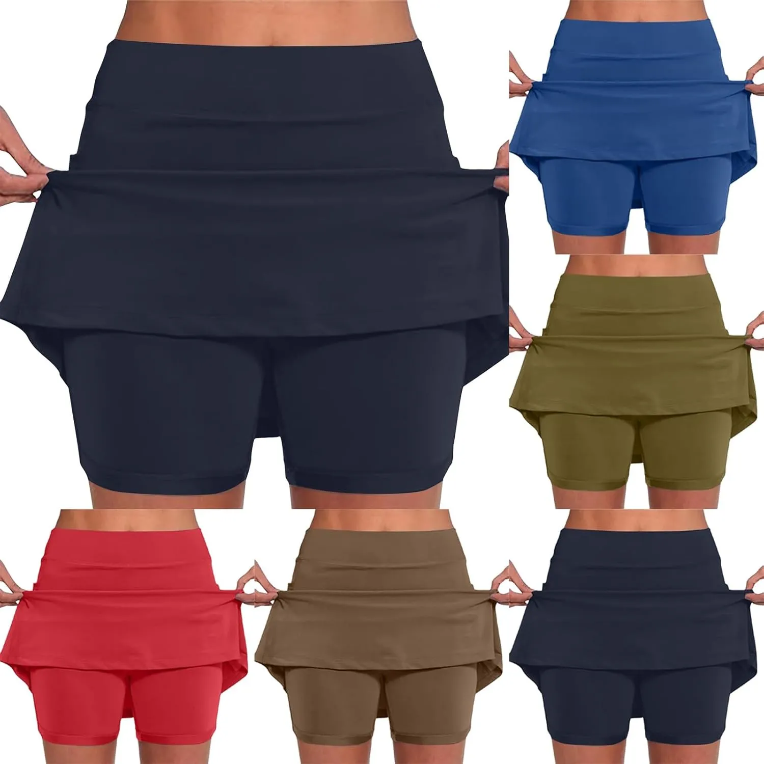 Women's High Waisted Skirt Shorts Summer Casual Sports Shorts Plus Size Bottoming Skirts Golf Tennis Skorts