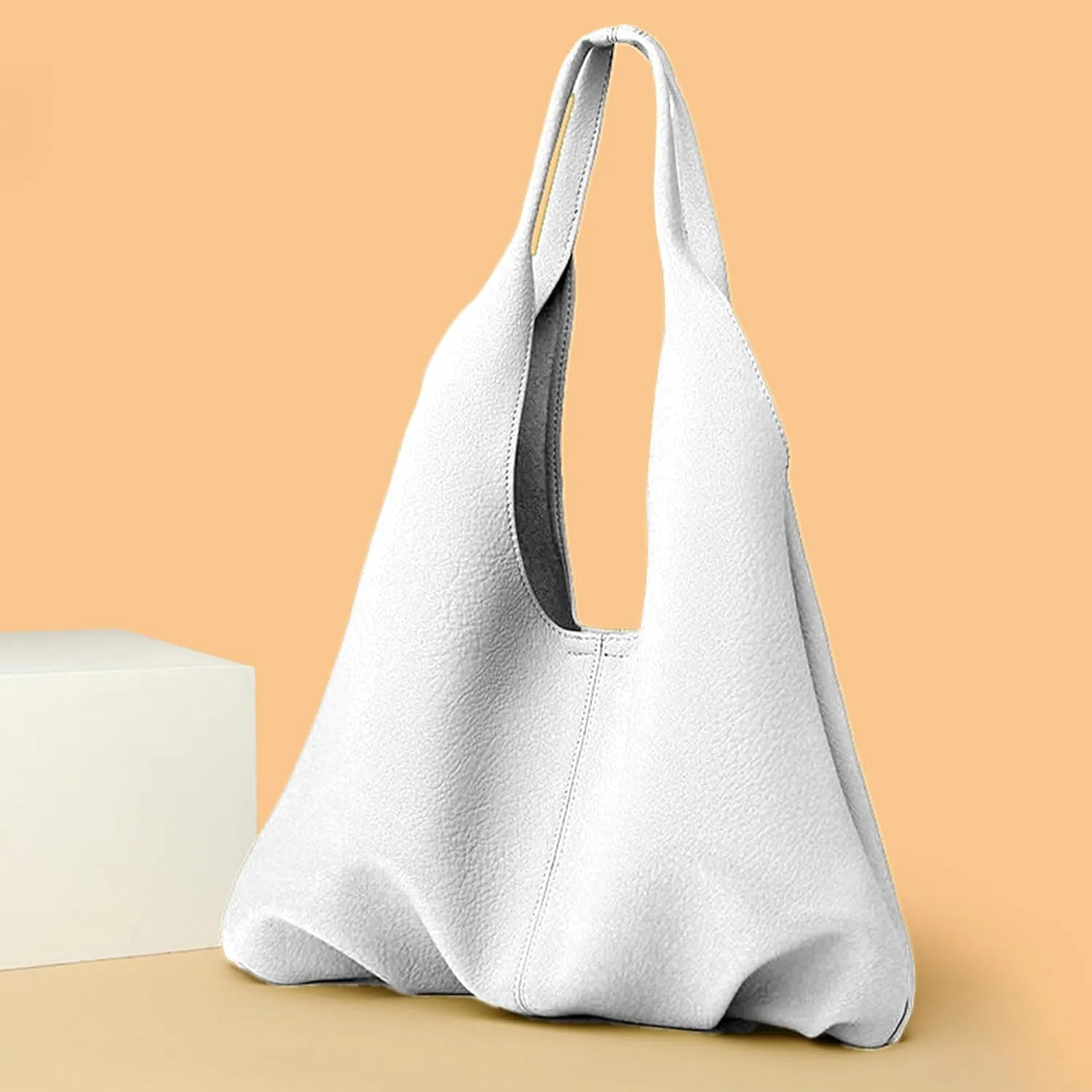Womens Hobo Bag Large Capacity Shoulder Bag Vegan Leather Handbag Casual Top Handle Bag for Work