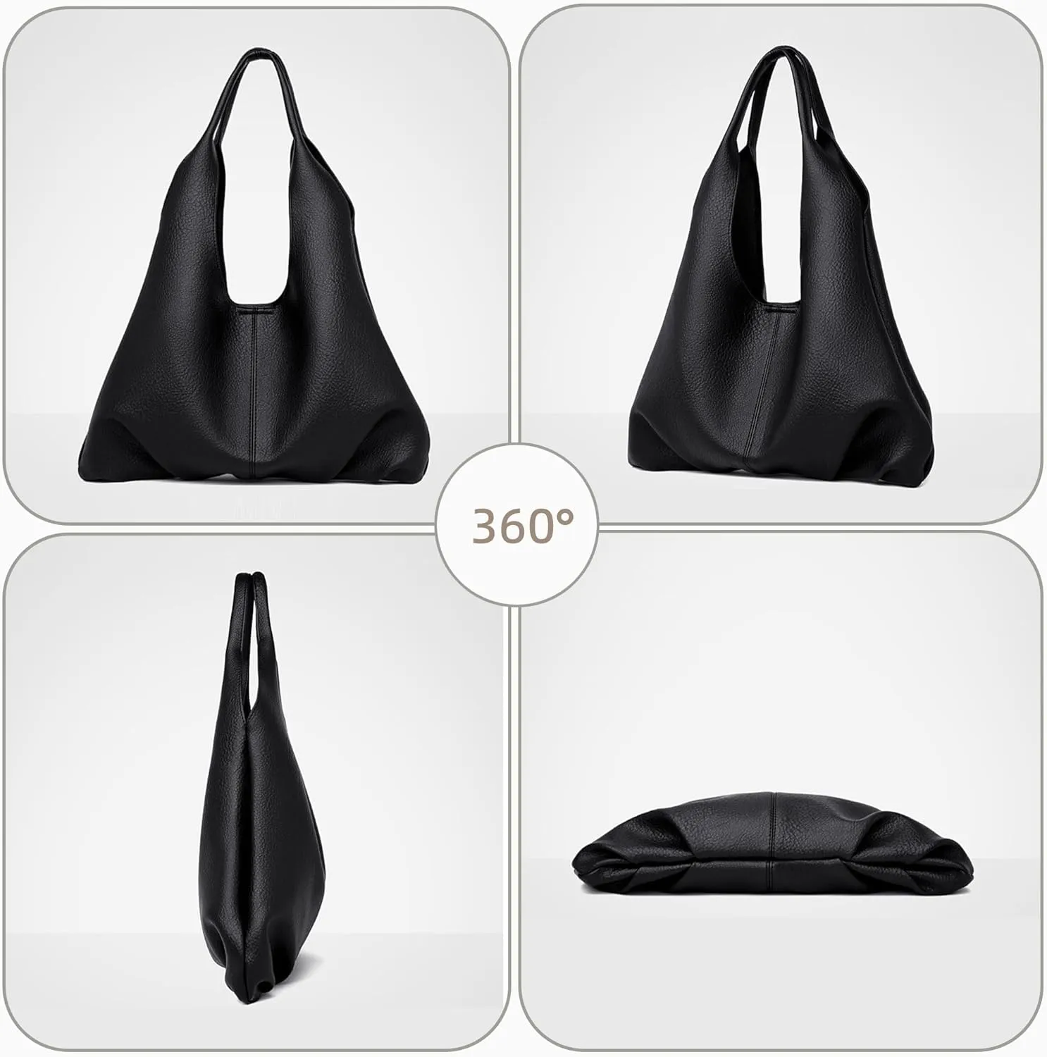 Womens Hobo Bag Large Capacity Shoulder Bag Vegan Leather Handbag Casual Top Handle Bag for Work