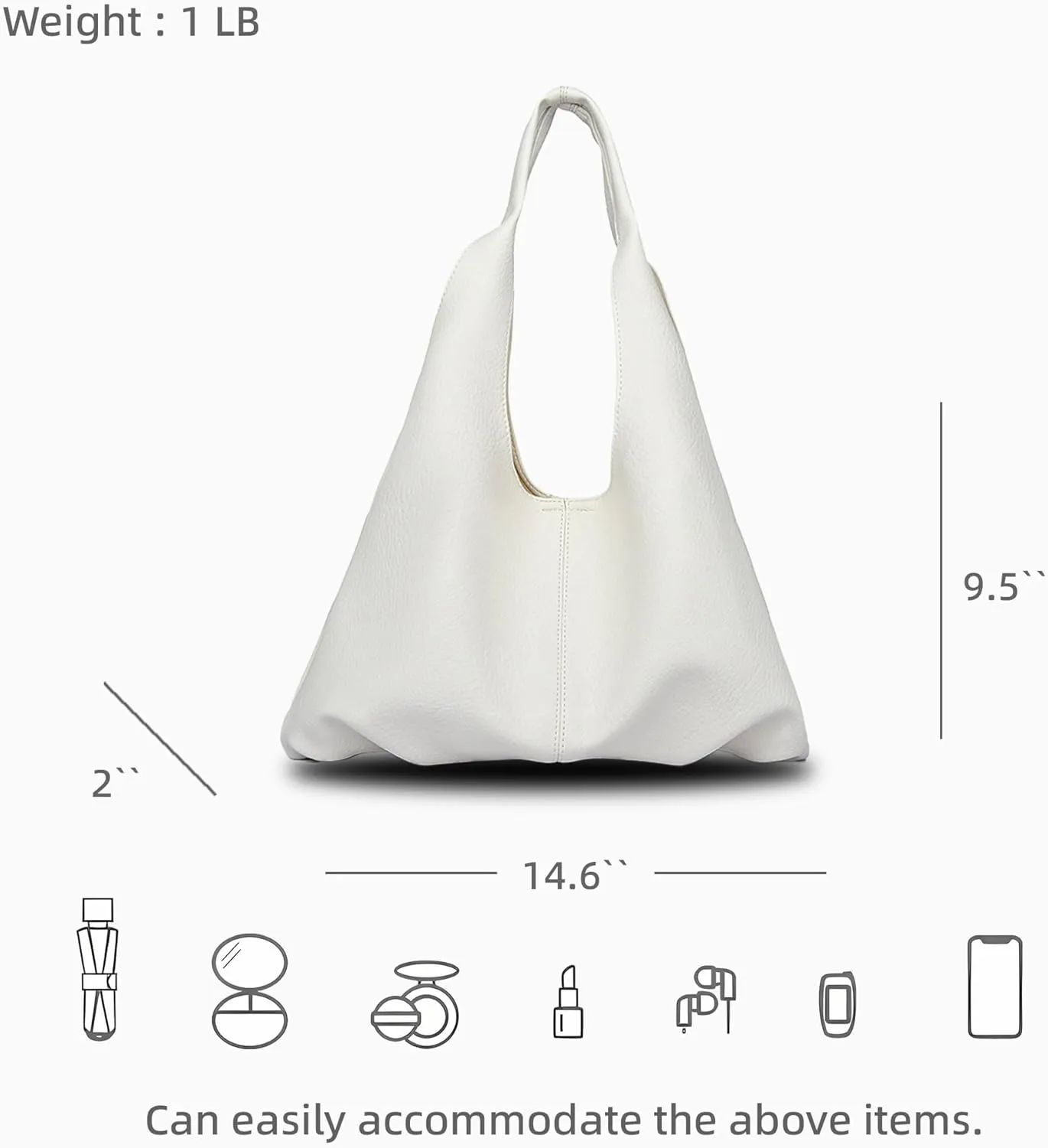 Womens Hobo Bag Large Capacity Shoulder Bag Vegan Leather Handbag Casual Top Handle Bag for Work