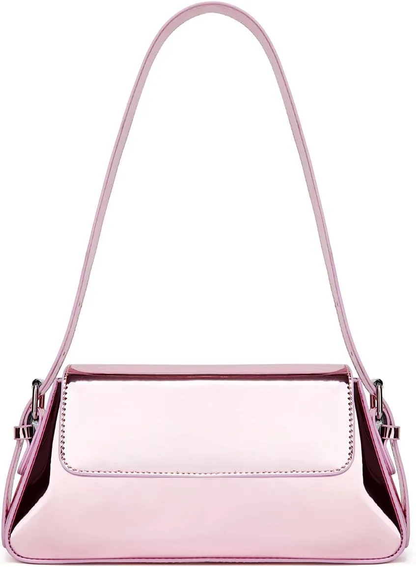 Women's Hobo Bag PU Leather Shoulder Bag Glossy Handbag Underarm Purse Top Handle Satchels Small Totes