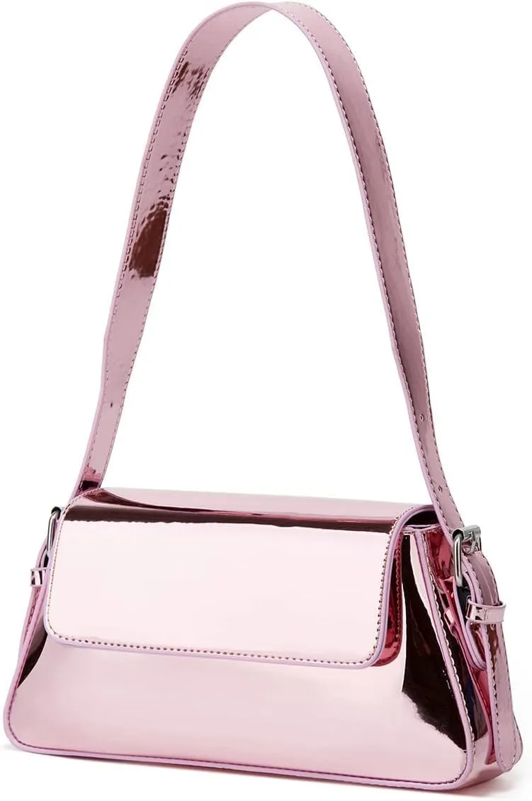 Women's Hobo Bag PU Leather Shoulder Bag Glossy Handbag Underarm Purse Top Handle Satchels Small Totes