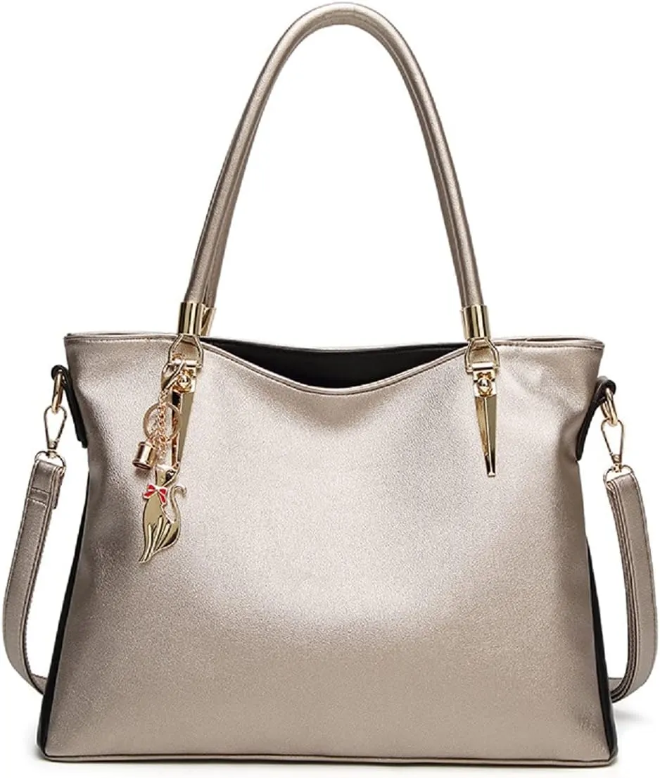 Womens Leather Handbags Purse Top-handle Bags Totes Satchel Shoulder Bag for Ladies with Decorations(Wine)