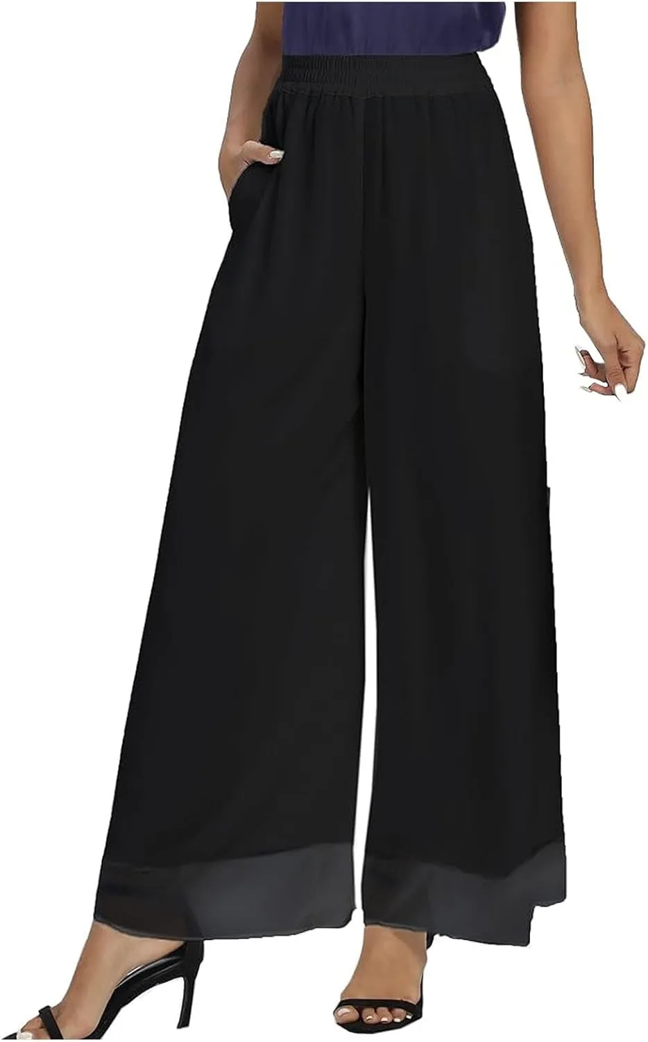 Women's Linen Summer Boho Pant Trousers Elastic Waisted Bootcut Slim Fit Pant Trousers Work Business