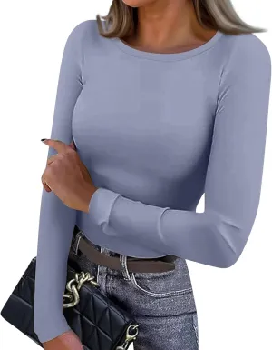 Women's Long Sleeve Fleece Lined Thermal Underwear Lightweight Crew Neck Baselayer Shirt Premium Comfort Winter Tops