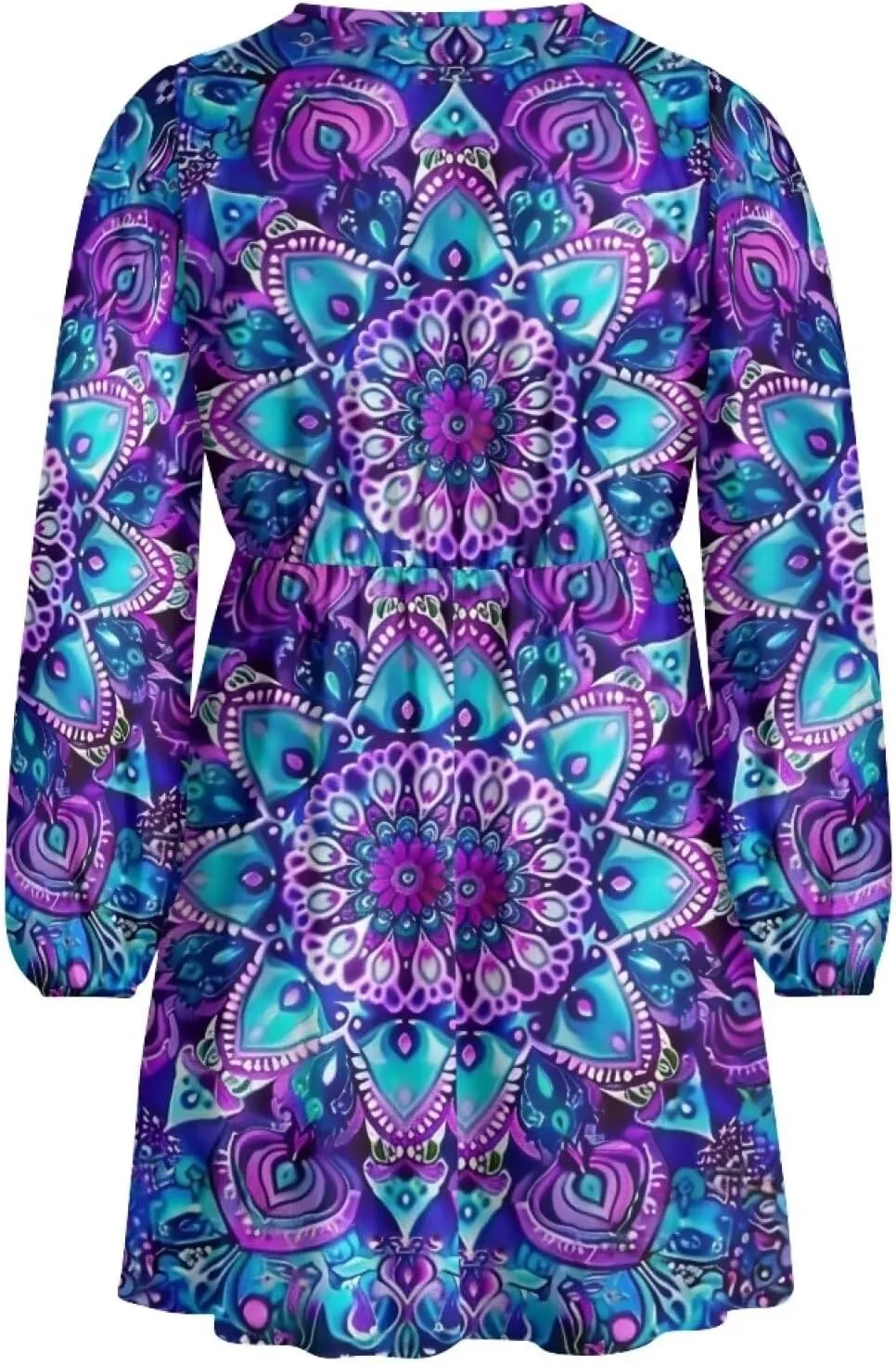Womens Long Sleeve Mini Dress Deep V Neck Ruffle Flowy Dress Casual Skater Dress