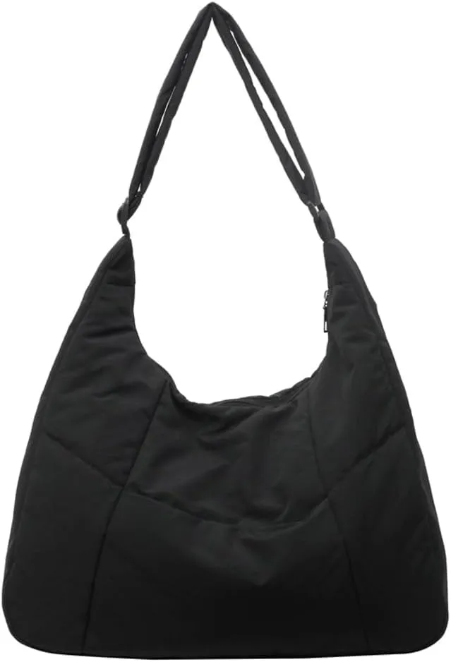 Women's Nylon Shoulder Bag Large Dumpling Crossbody Totes Casual Handbag Purse Hobo Zipper Top Handle Bag