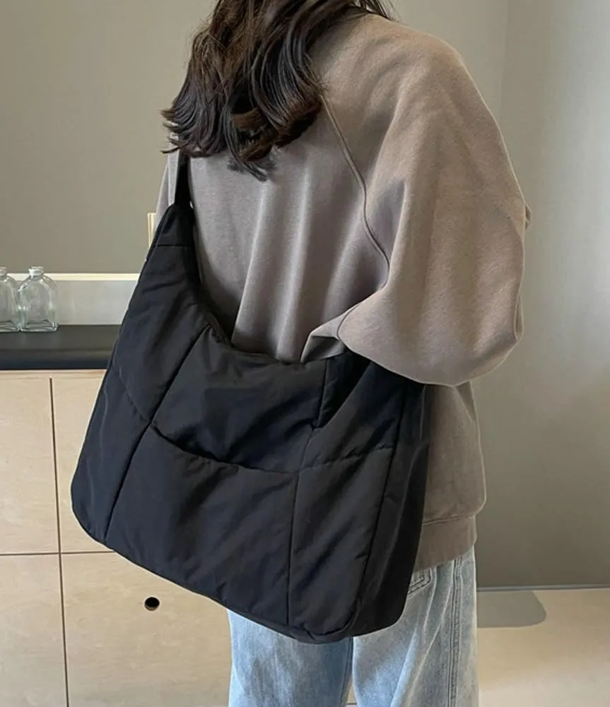 Women's Nylon Shoulder Bag Large Dumpling Crossbody Totes Casual Handbag Purse Hobo Zipper Top Handle Bag