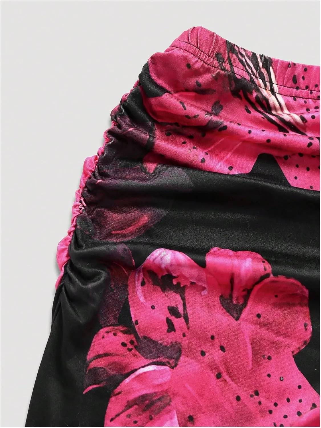 Women's Plus Size Floral Ruched Fishtail Skirt High Waist Bodycon Long Skirts
