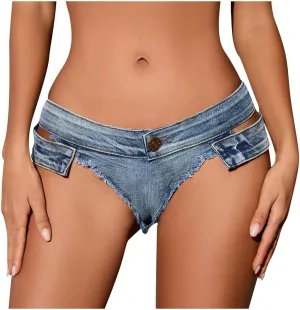 Women's Sexy Low Rise Denim Short Stretch Mini Denim Shorts Hot Beach Party Pants Clubwear Nightclub Denim Shorts