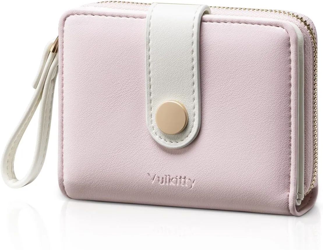 Women's Wallet Slim Leather Bifold Card Wallet for Women Small Compact Women's Purse Credit Card Holder with ID Window, Coins Zipper Pocket and Lanyard
