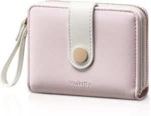 Women's Wallet Slim Leather Bifold Card Wallet for Women Small Compact Women's Purse Credit Card Holder with ID Window, Coins Zipper Pocket and Lanyard