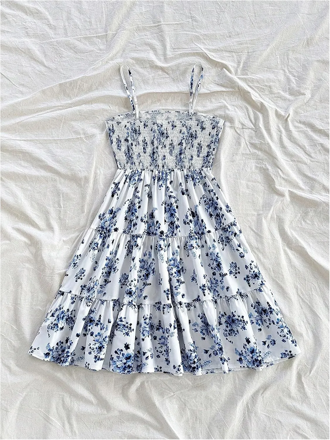 Women's Y2K Floral Cami Dress Flowy Sundress Beach Vacation Square Neck A Line Mini Dresses