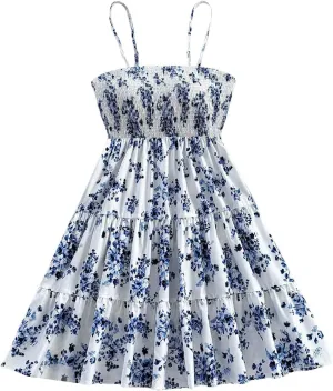 Women's Y2K Floral Cami Dress Flowy Sundress Beach Vacation Square Neck A Line Mini Dresses