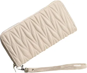 Women's Zip Wristlet Wallet - Large Capacity RFID Blocking Clutch Purse Quilted Soft Vegan Leather Travel Organizer