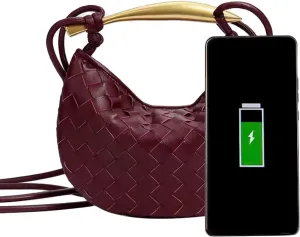 Woven Leather Dumpling Bag Dinner Handbag For Women Purse Hobo Bag Knotted Crossbody Shoulder Square Box Bags