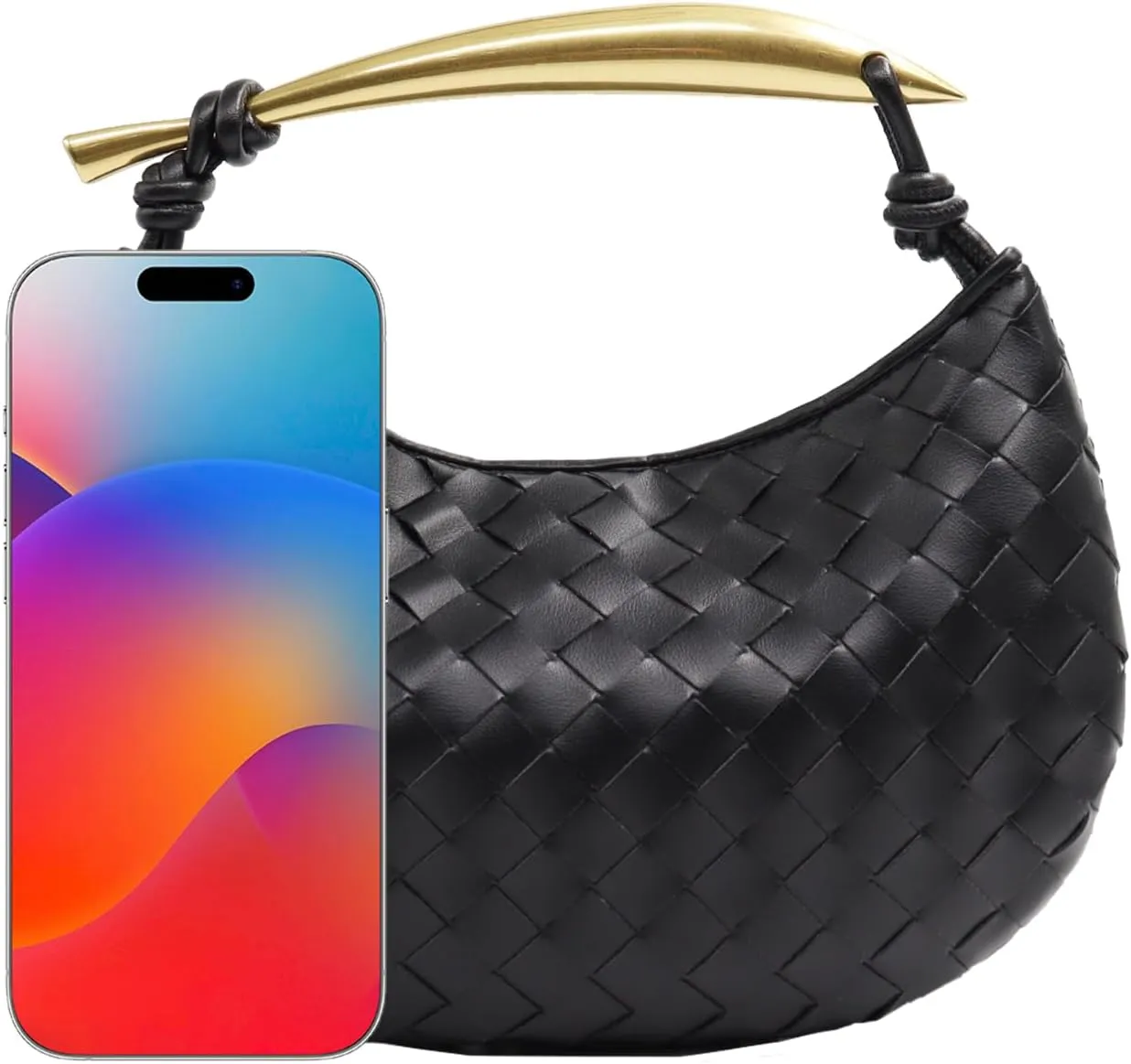 Woven Leather Dumpling Bag Dinner Handbag For Women Purse Hobo Bag Knotted Crossbody Shoulder Square Box Bags