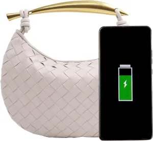 Woven Leather Dumpling Bag Dinner Handbag For Women Purse Hobo Bag Knotted Crossbody Shoulder Square Box Bags