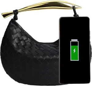 Woven Leather Dumpling Bag Dinner Handbag For Women Purse Hobo Bag Knotted Crossbody Shoulder Square Box Bags