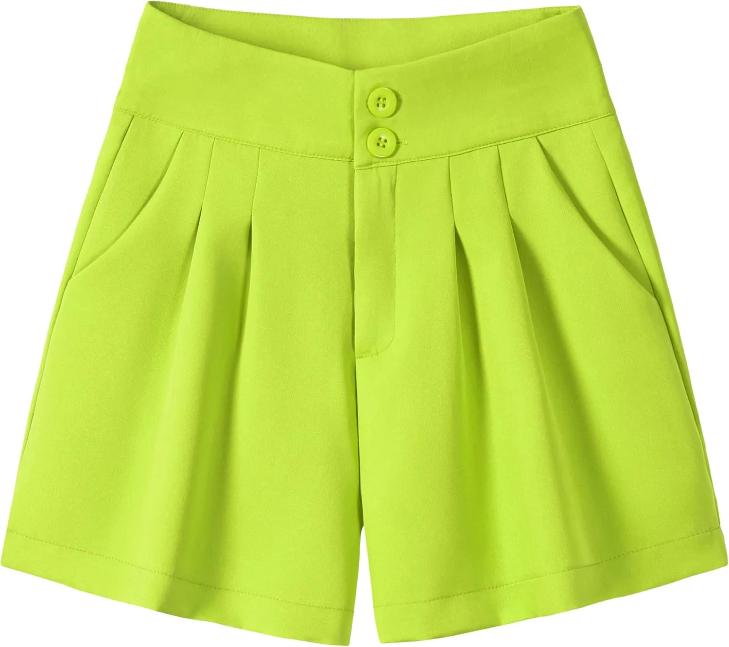 XinYangNi Women's Casual High Waisted Wide Leg Bermuda Shorts Summer Pleated Dressy Shorts with Pockets