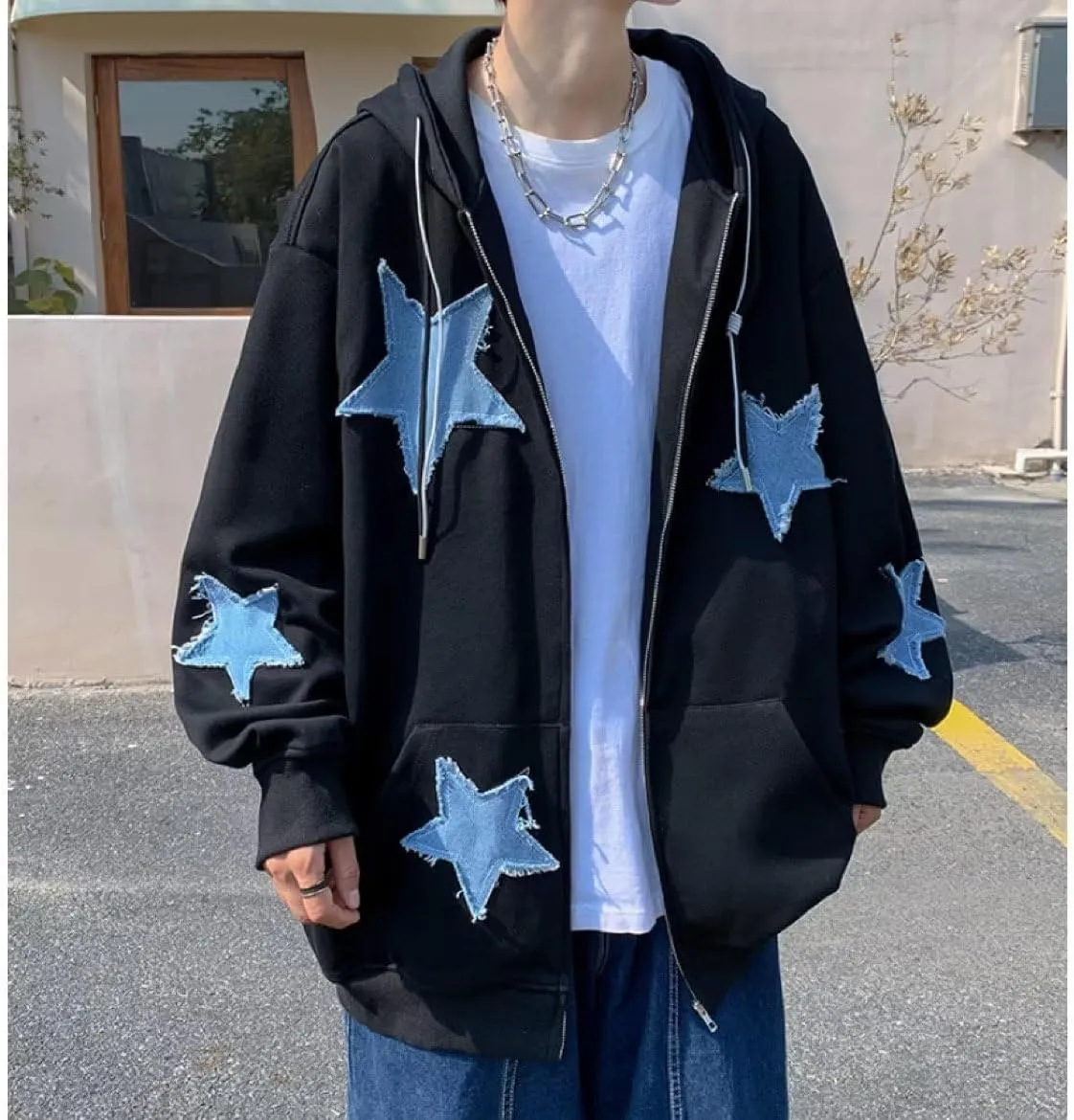 Y2K Hoodie Zip Up Star Jackets Grunge Gothic Graphic Sweatshirt Acubi Emo Hooded Pullover Tops Harajuku Clothes