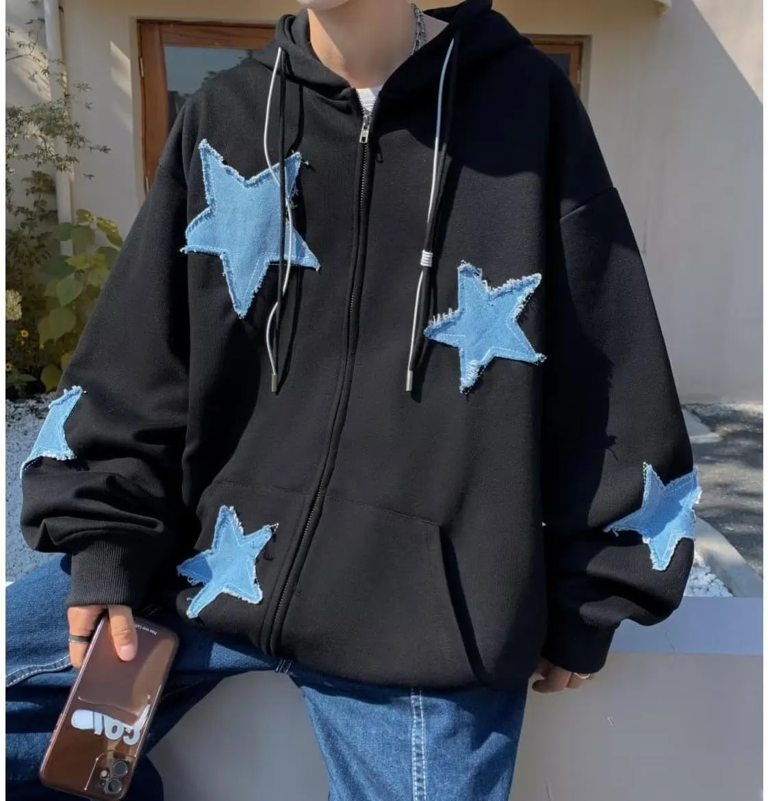 Y2K Hoodie Zip Up Star Jackets Grunge Gothic Graphic Sweatshirt Acubi Emo Hooded Pullover Tops Harajuku Clothes